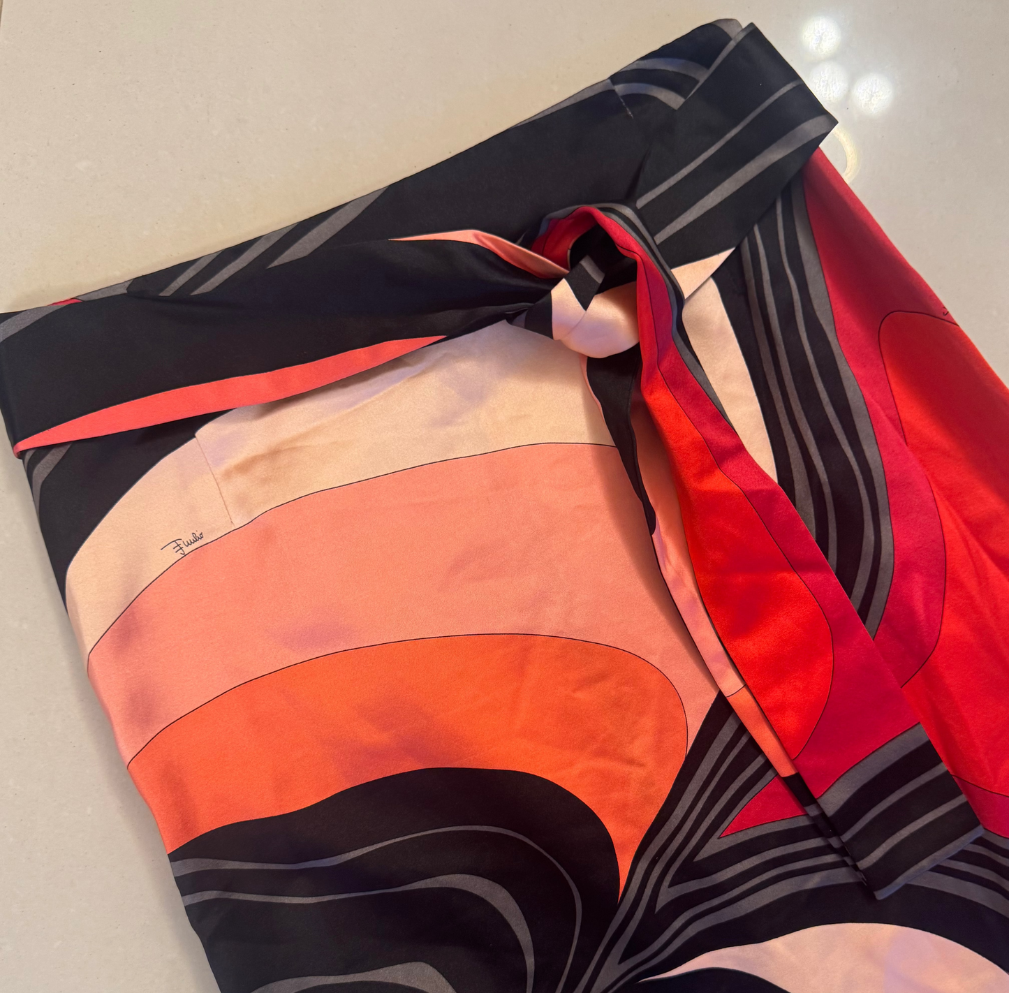 Emilio Pucci Psychedelic Print Silk Wrap Maxi Skirt