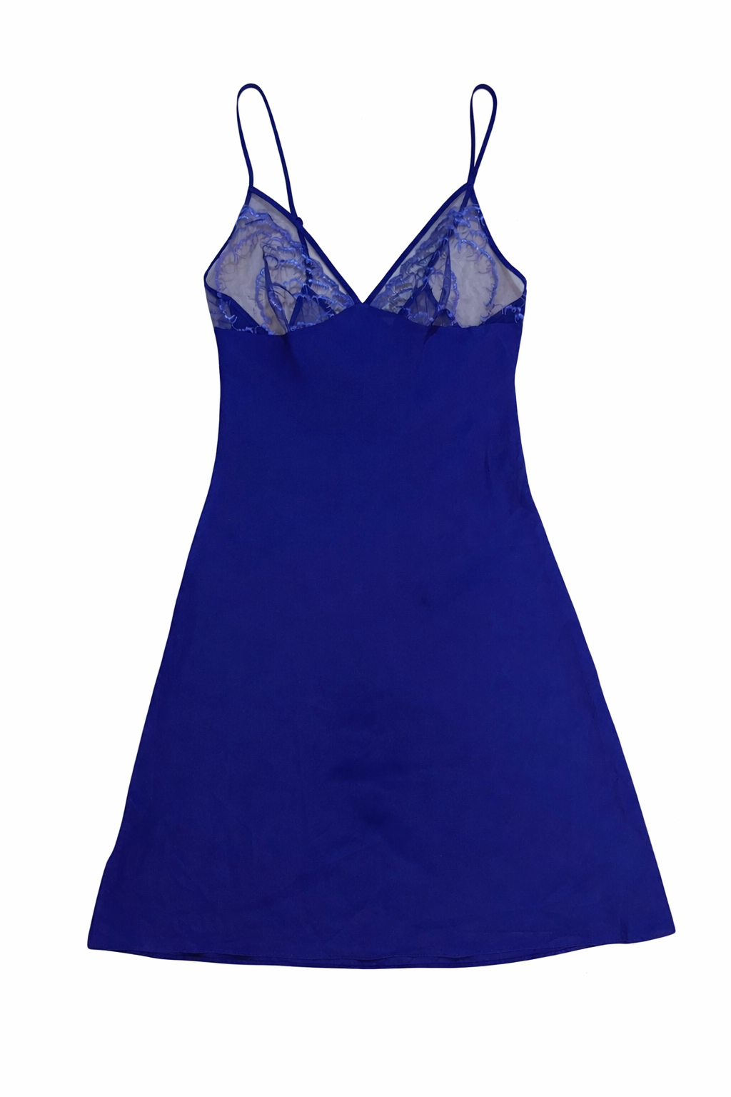 Calvin Klein Cobalt Lace-Trim Slip Dress