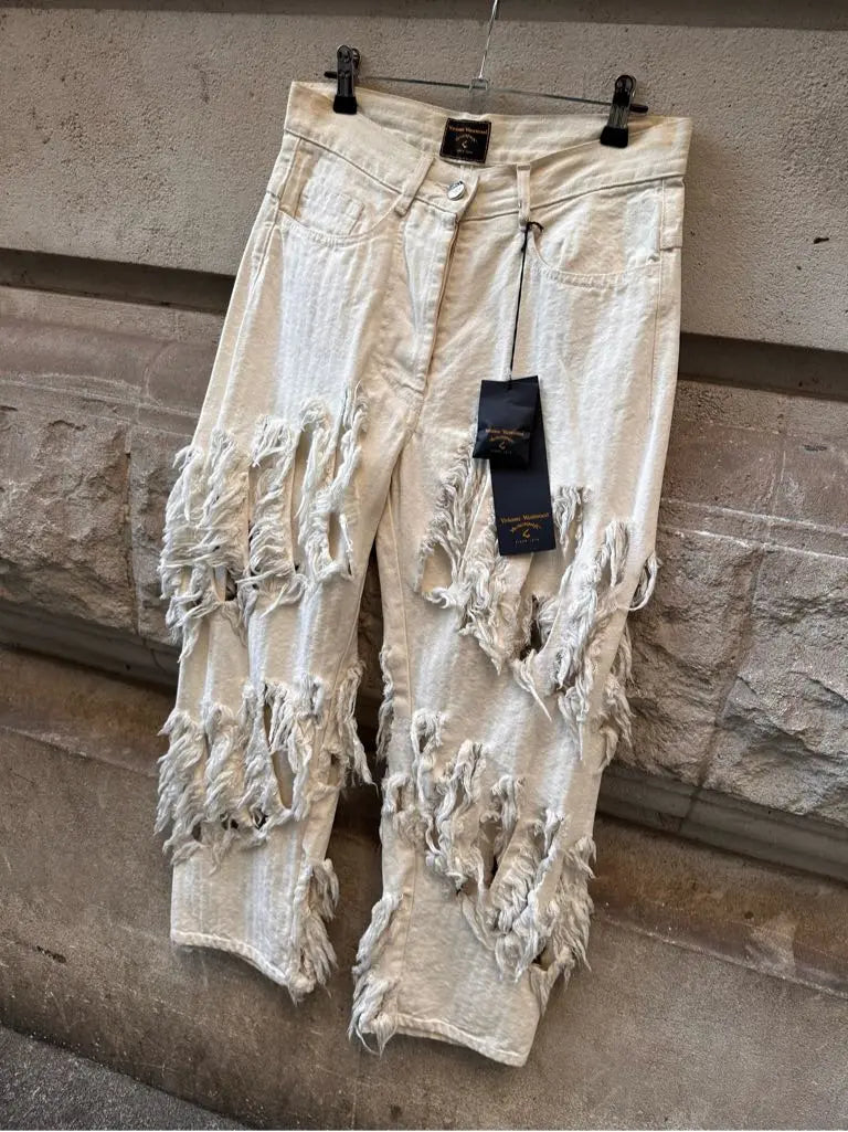 RARE Archival Piece Vivienne Westwood SS91 “Cut and Slash” Runway Jeans