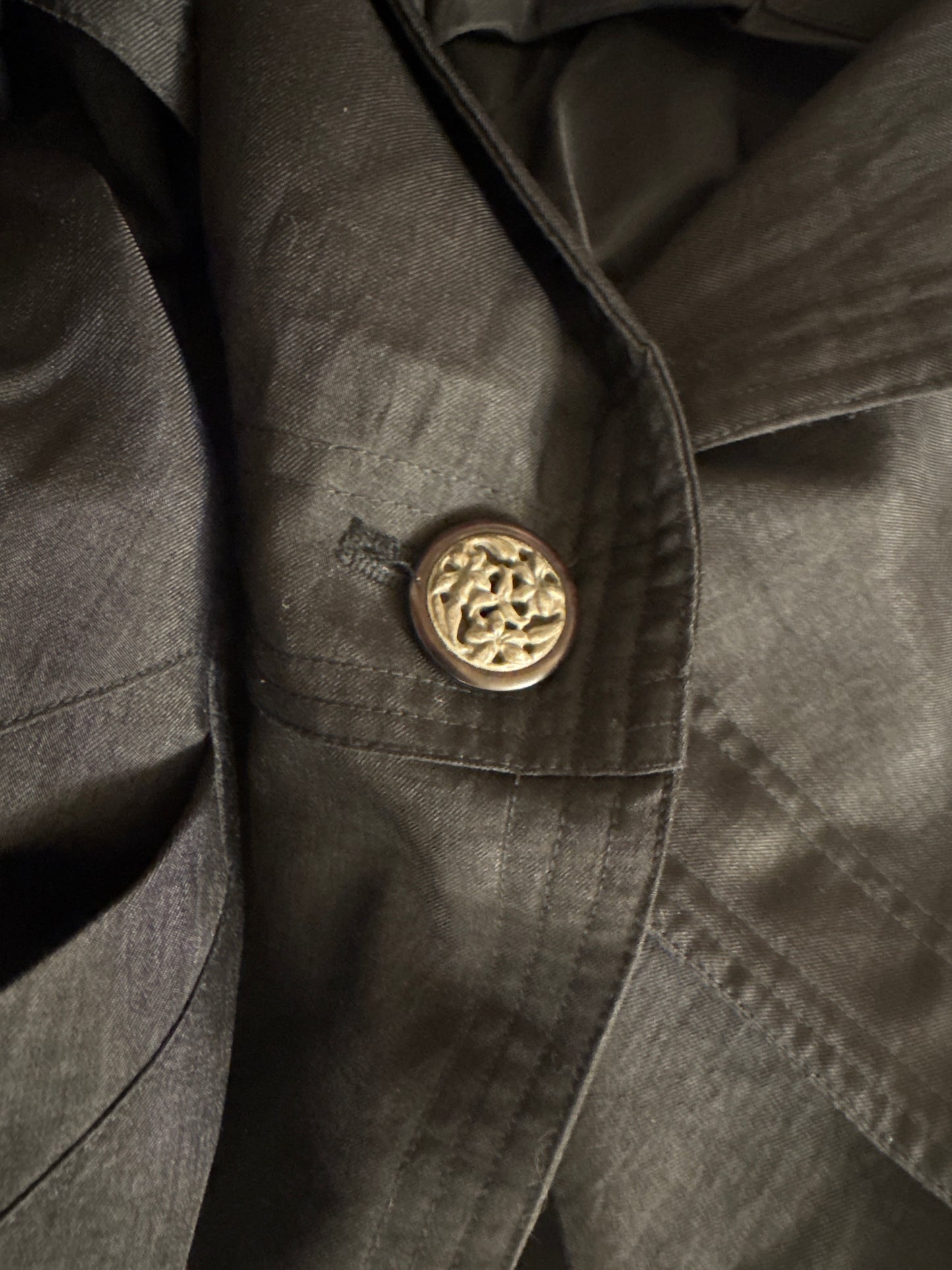 GALLERY: Vintage Black Trench Coat with Statement Buttons