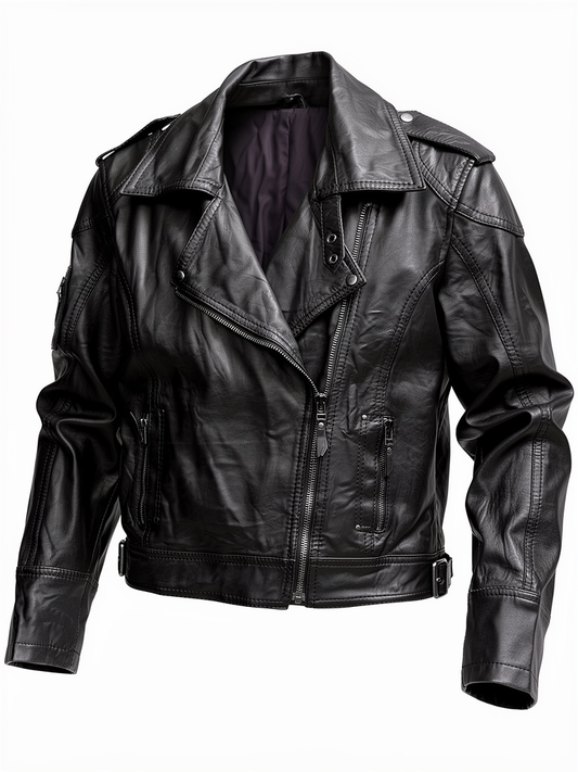 90s Black Leather Moto Jacket