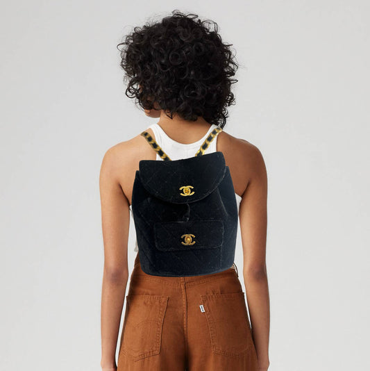 RARE FIND CHANEL 1995 Small Duma Velvet Backpack