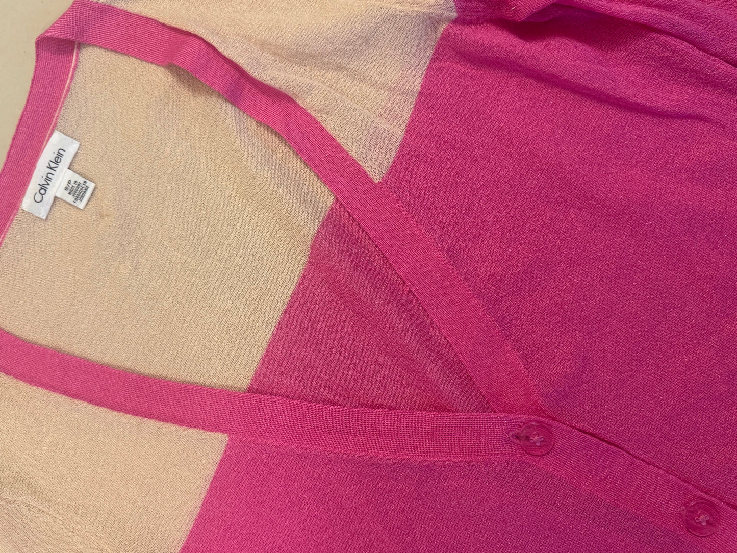 Calvin Klein Two-Tone Pink Button-Up Cardigan