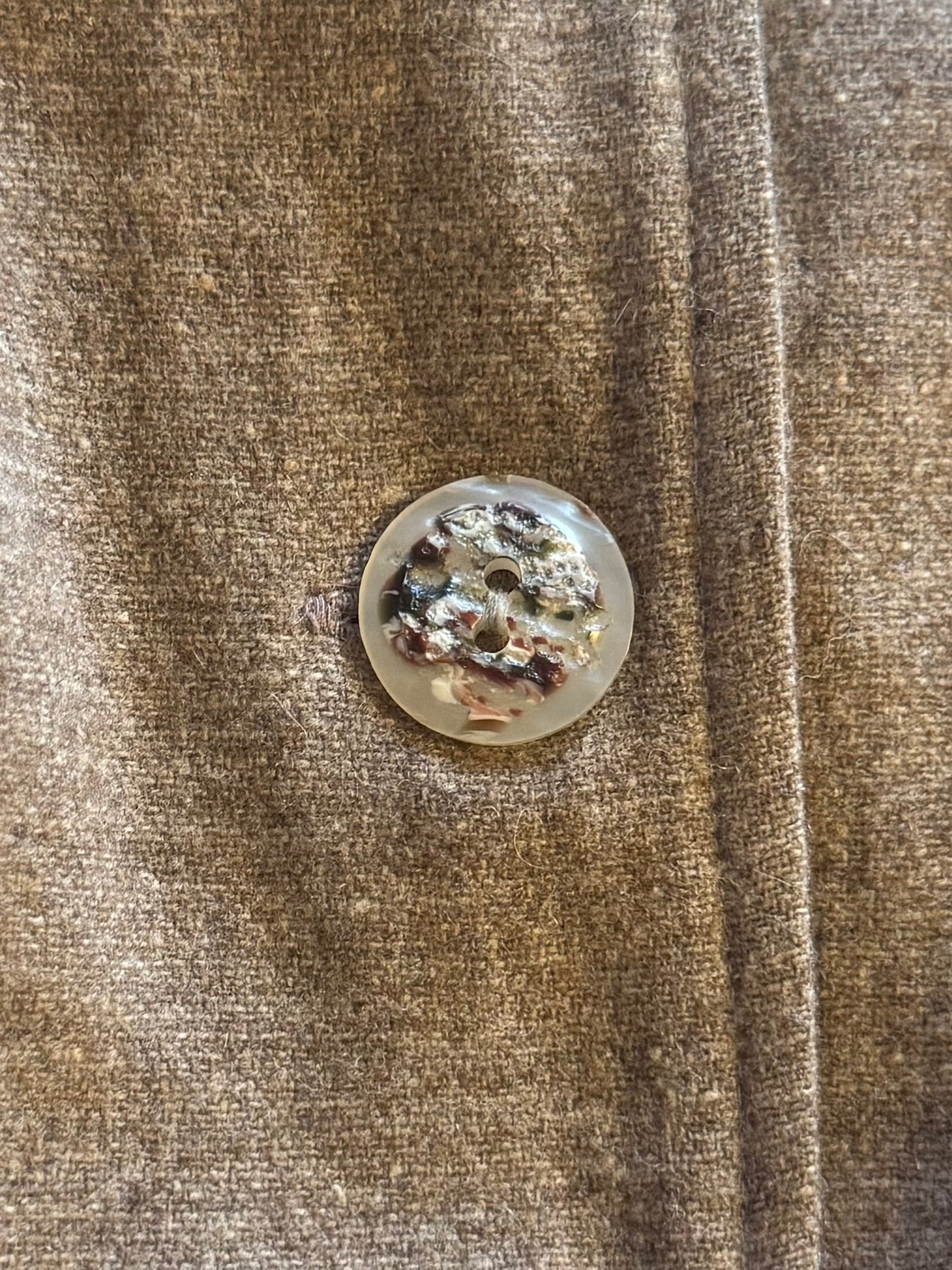 Vintage Tweed Blazer with Plaid Sleeves & Marbled Statement Buttons