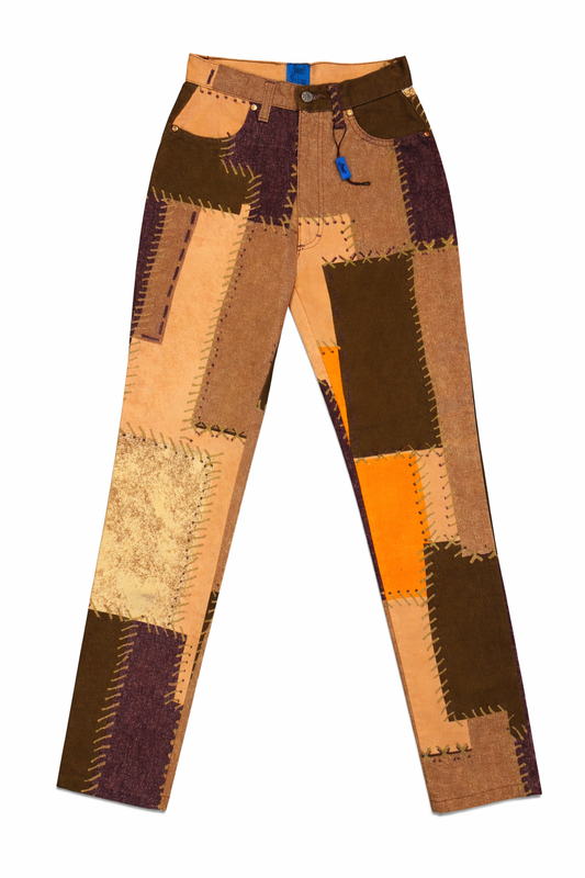RARE: Christian Lacroix Jeans Patchwork Print High-Waisted Pants