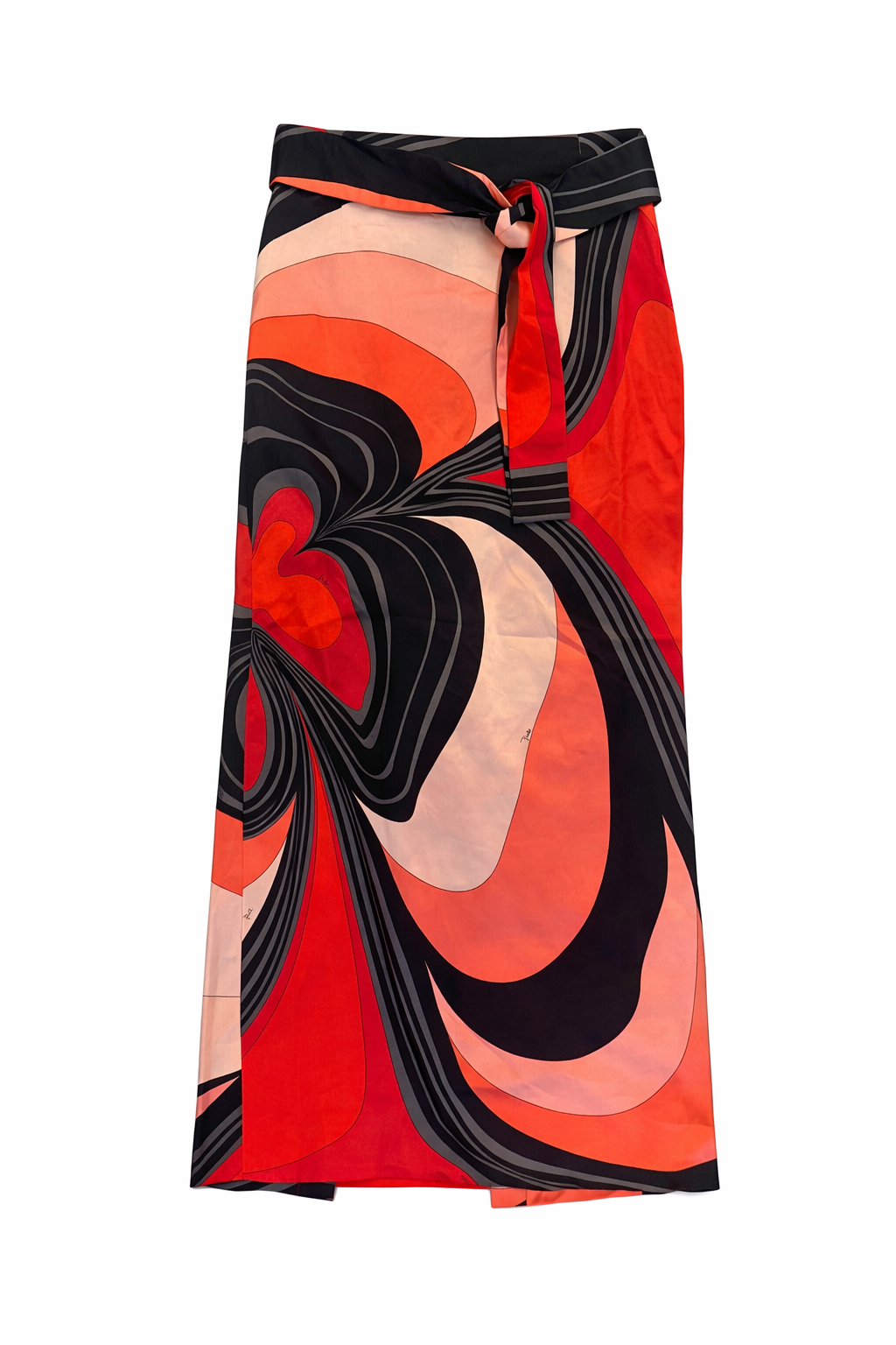 Emilio Pucci Psychedelic Print Silk Wrap Maxi Skirt
