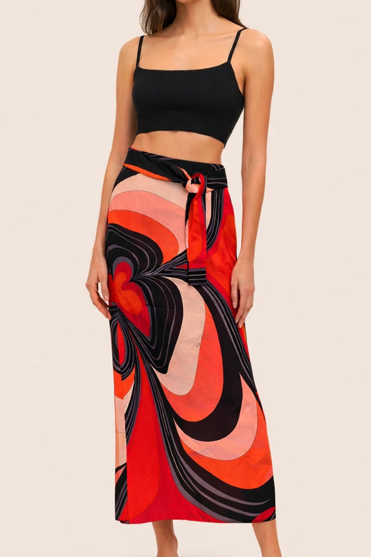 Emilio Pucci Psychedelic Print Silk Wrap Maxi Skirt