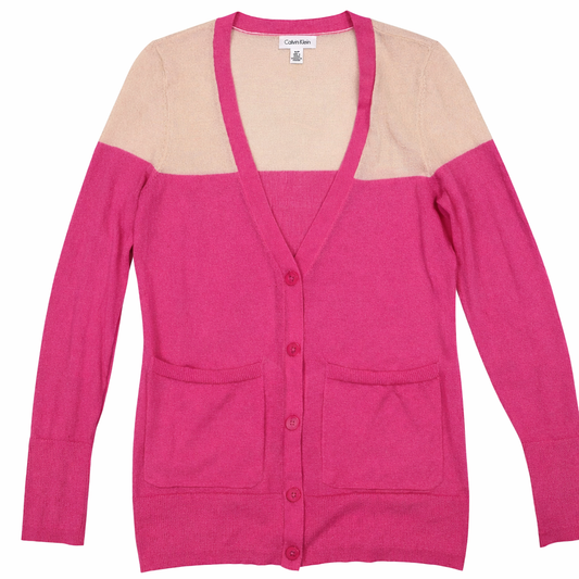 Calvin Klein Two-Tone Pink Button-Up Cardigan