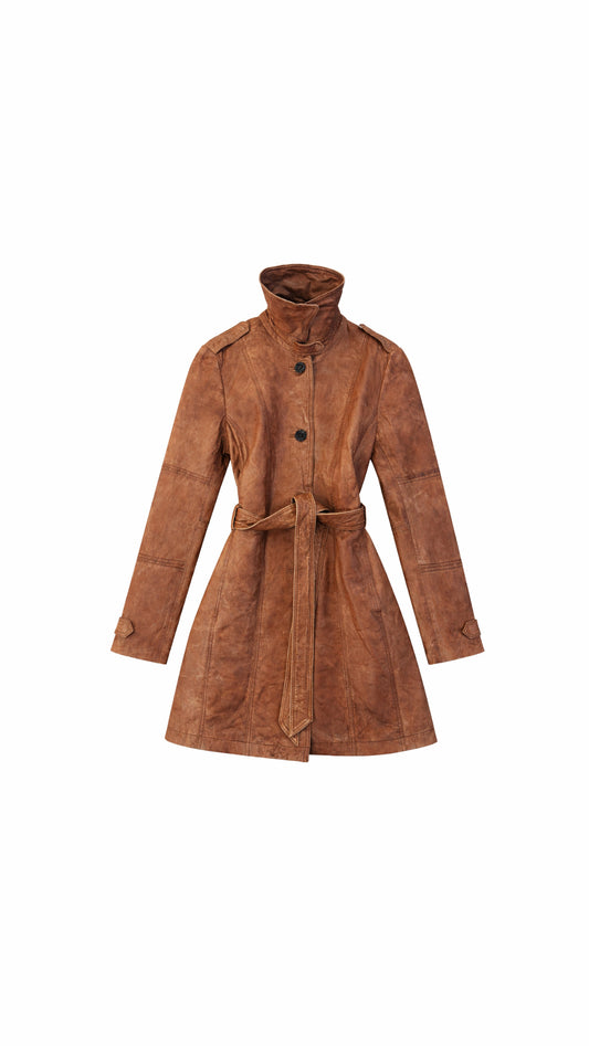 2000s funnel-neck leather jacket