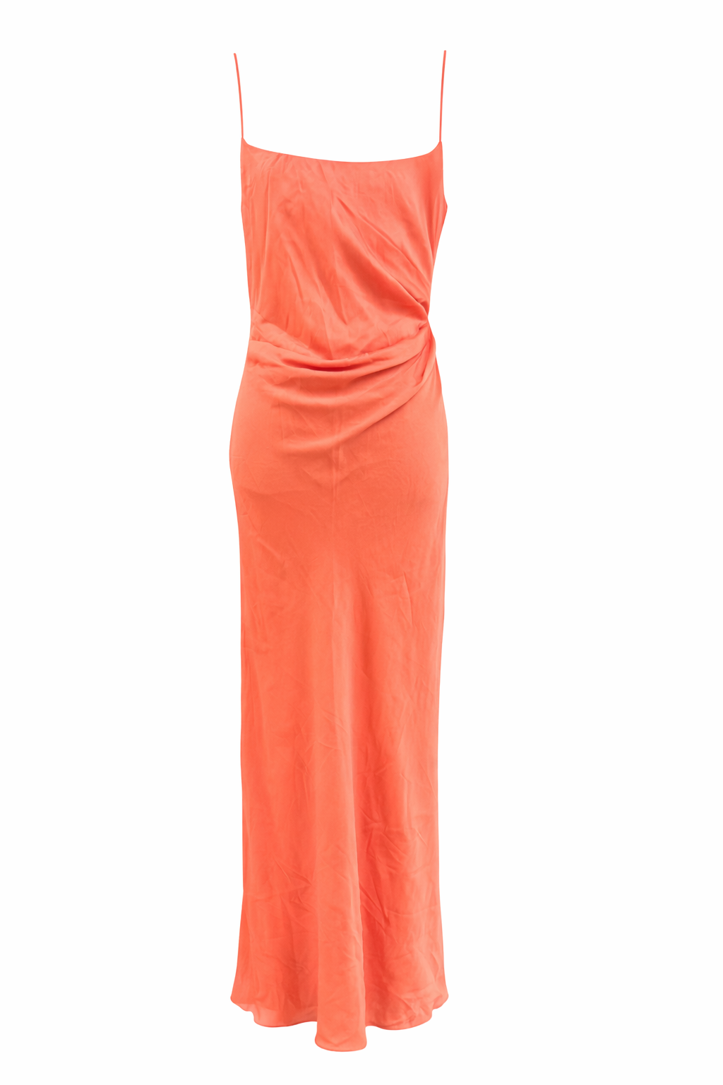 Matthew Eager Coral Silk Slip Maxi Dress