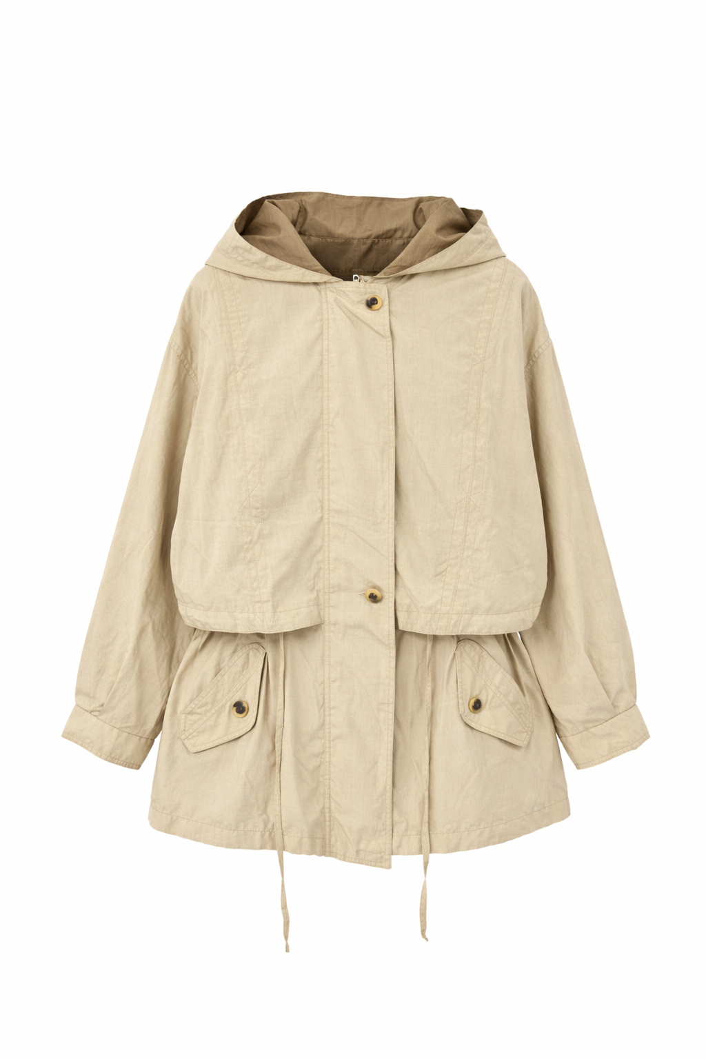 Fleet Street Vintage Beige Hooded Utility Jacket Dress