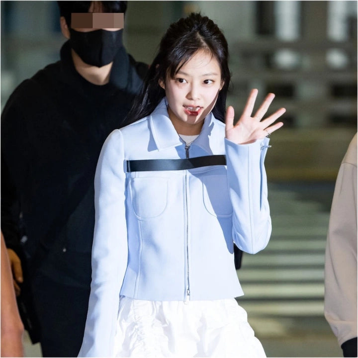 Courrèges Baby Blue Cropped Jacket & Straight-Leg Trousers Set