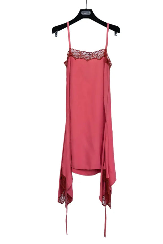 Jean Paul Gaultier Asymmetric Lace-Trim Slip Dress