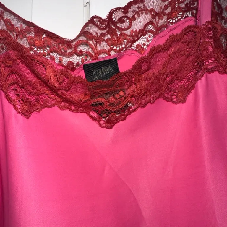 Jean Paul Gaultier Asymmetric Lace-Trim Slip Dress