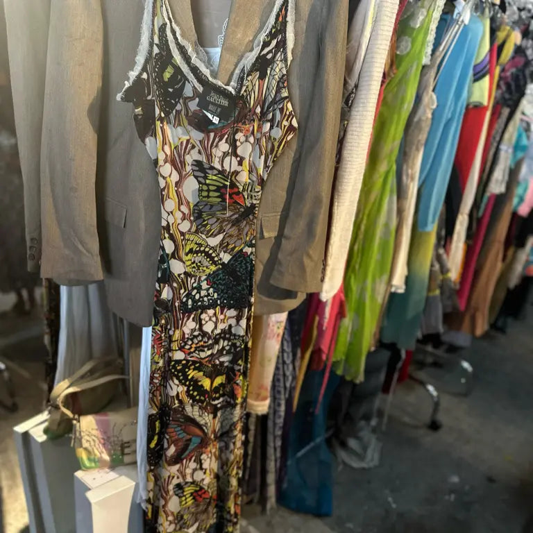 Jean Paul Gaultier Butterfly Maxi Dress with Lace Up