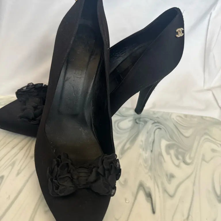 RUNWAY: Chanel Black Satin Heels