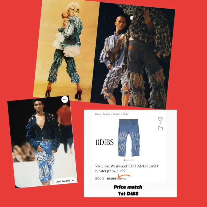 Rare Archival Piece Vivienne Westwood SS91 “Cut and Slash” Runway Jeans