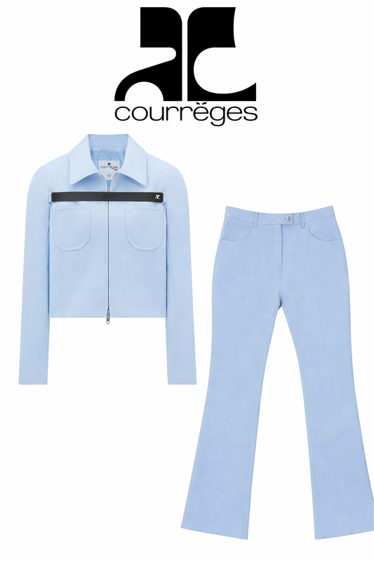 Courrèges Baby Blue Cropped Jacket & Straight-Leg Trousers Set