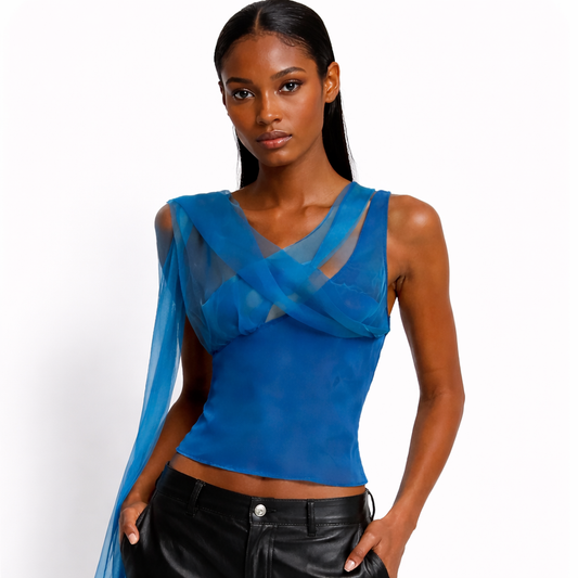 Helmut Lang Draped Organza Top
