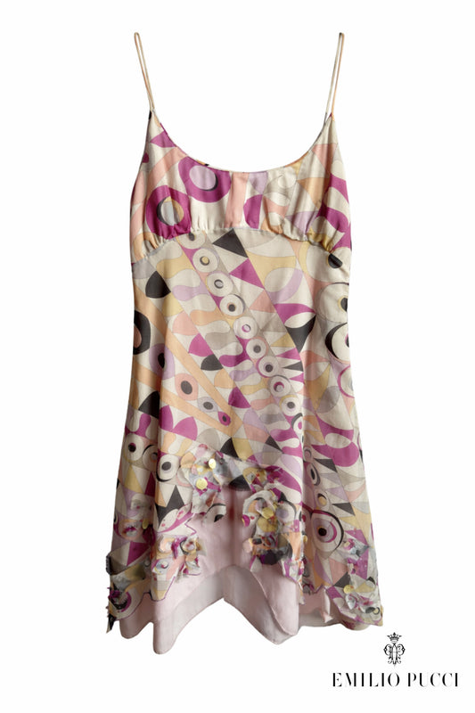 NEW!!! 90s Emilio Pucci Geometric Slip Dress