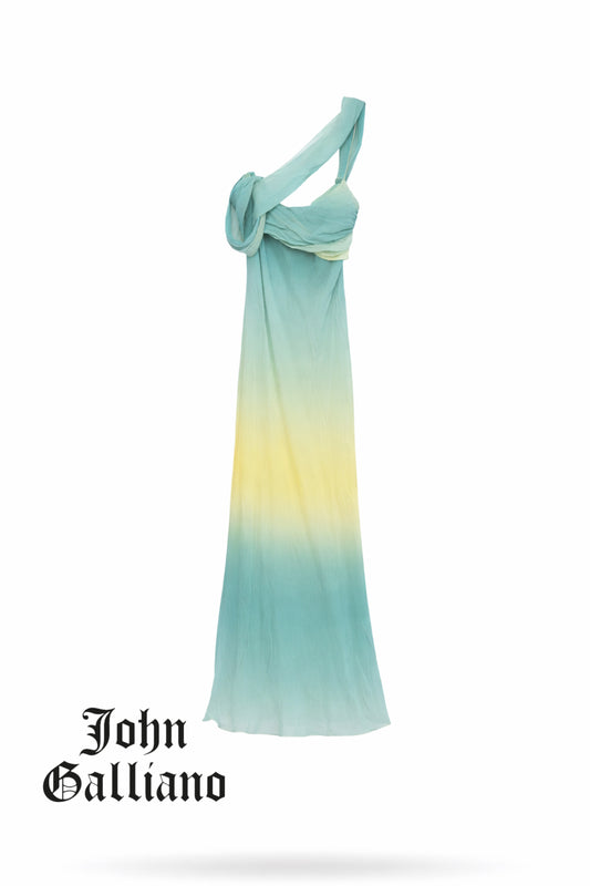 John Galliano SS2003 Asymmetric Ombre Silk Dress